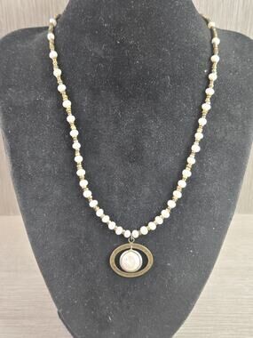 SILPADA Sterling Silver & Brass GO COASTAL Pearl Beaded Necklace~#N1894~RETIRED!